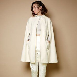 TARA STARLET Cream Cape Wool Winter Dress Retro Mod Pinup S UK 10 US 6